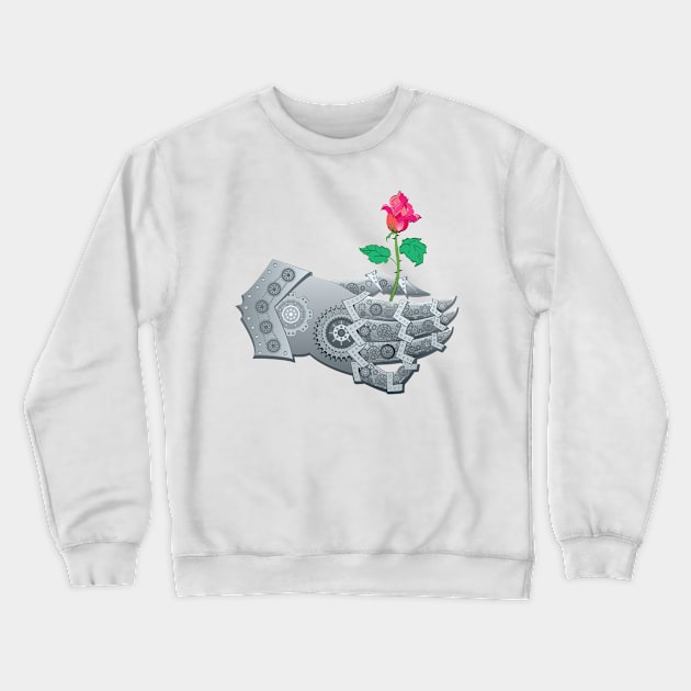 Steampunk hand giving flower Crewneck Sweatshirt by Artist Natalja Cernecka